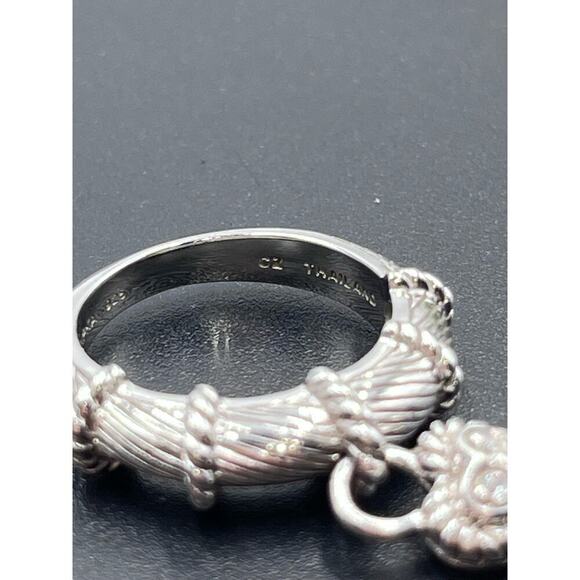 Judith Ripka Dangle Heart Charm CZ Diamonique Sterling‎ Silver Ring Size 7 - Picture 13 of 16